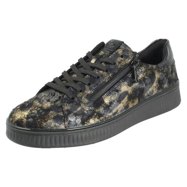 Remonte Ladies Remonte Floral Leaf Pattern Leather Trainers D2E02