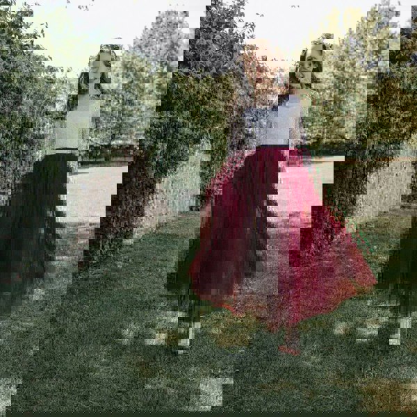 burgundy classic dress