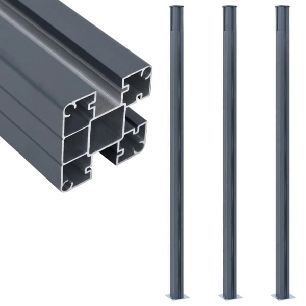 Berkfield Fence Posts 3 pcs Dark Grey 185 cm Aluminium