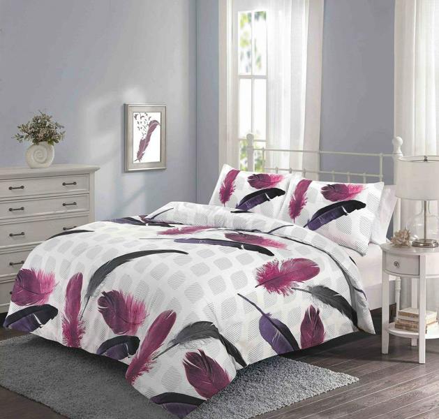 Feathers Purple Duvet Cover Set