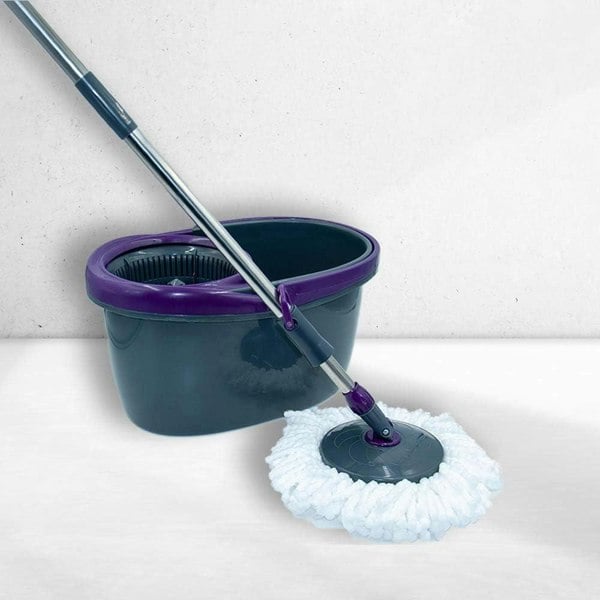 Calitek 360° Rotating Spin Mop and Bucket Set with 2 Microfibre Heads