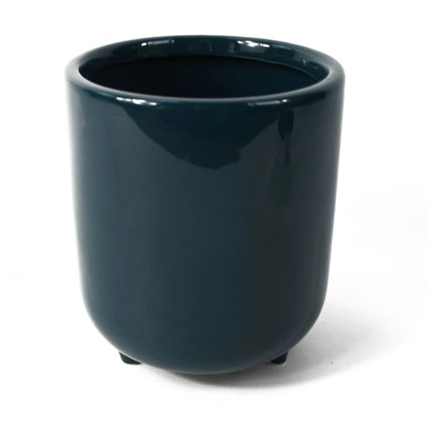 Leaf 15cm Dark Teal Green / Blue Ceramic Planter with Feet