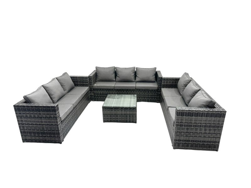 Fimous Outdoor Rattan Garden Furniture Lounge Sofa Set With Square Coffee Table