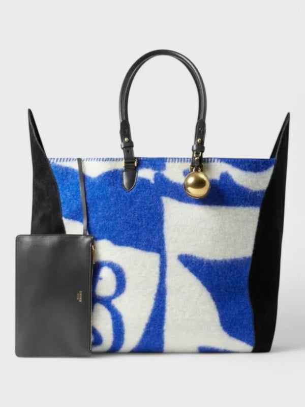 Burberry Large Shield Tote Bag Blue White
