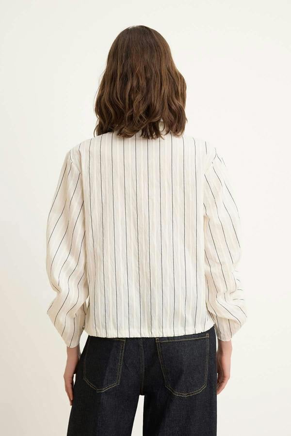 Relaxed Fit Long Sleeve Gathered Detail Shirt