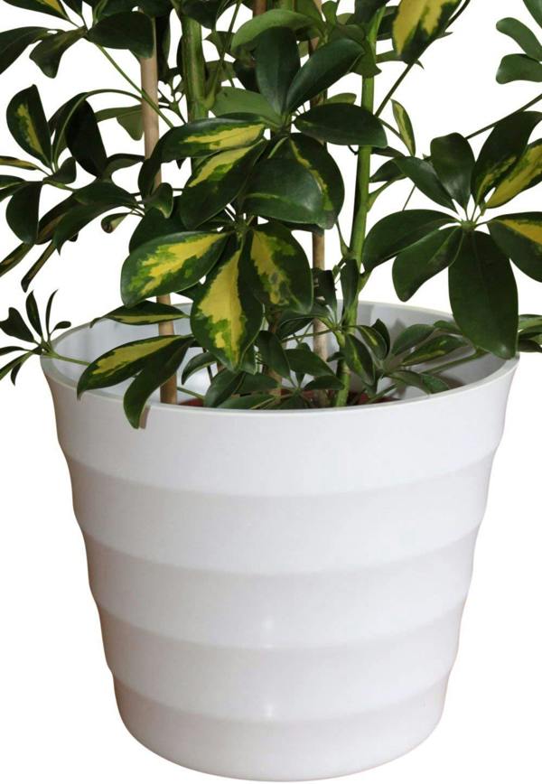 The Garden Marketplace Quality White Rigid Plastic Plant Pot Cover, 28cm Top Inside Diameter, 8.5mm Thick UV Resistant Waterproof Cachepot