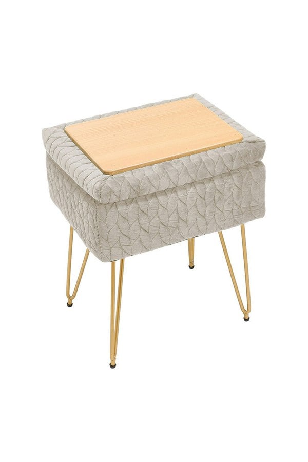 Living and Home Rectangle Upholstered Storage Ottoman Vanity Stool