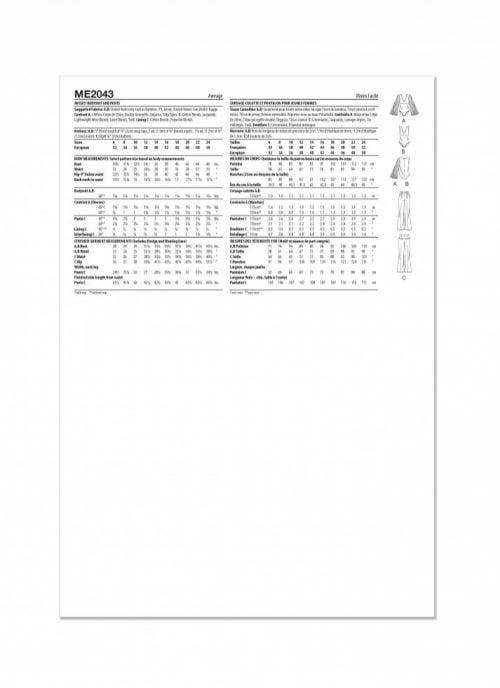 Know Me Sewing Pattern 2043, Bodysuits, Tops, Trousers for Women, H5 (6-8-10-12-14) - Intermediate
