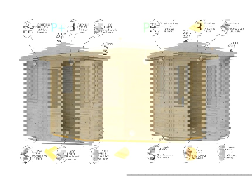 Shire Lukne 9x9 Corner log Cabin 44mm Cladding