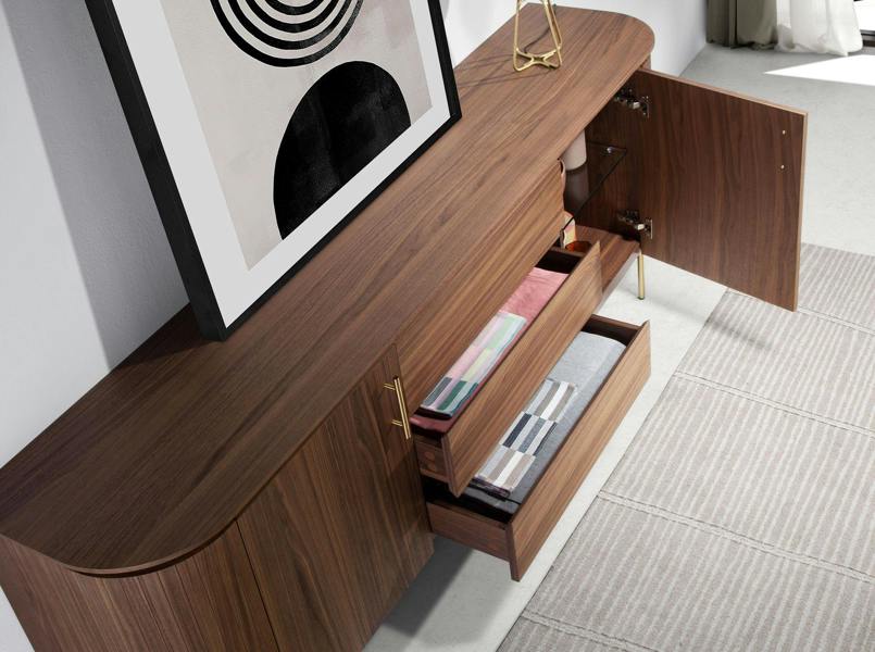 Angel Cerdá Sideboard walnut and golden polished steel 3228