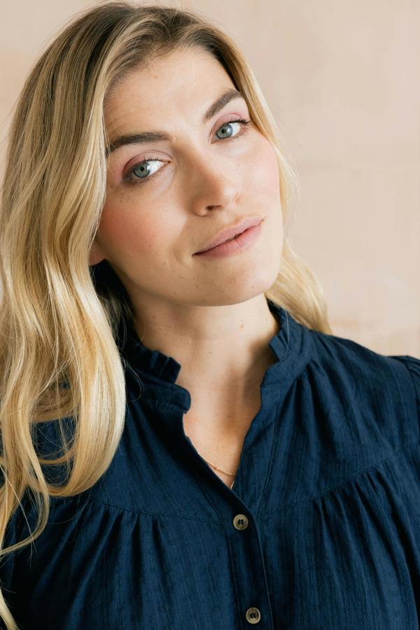 Lily & Me Wayfaring Embroidered Cotton Blouse Navy