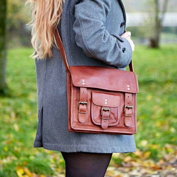 Paper High Brown Leather Satchel