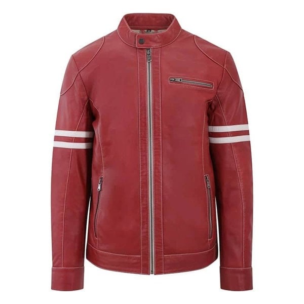 PRIMEHIDE Racer Leather Jacket Fred Red