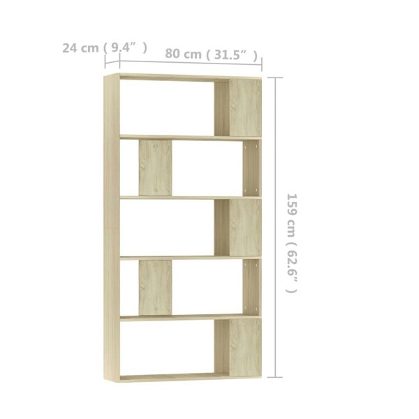 Berkfield Book Cabinet/Room Divider Sonoma Oak 80x24x159 cm Engineered Wood