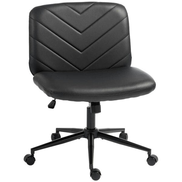 Home Office Desk Chair Height Adjustable Swivel Chair Cross Legged Wide Seat Swivel Wheels Black