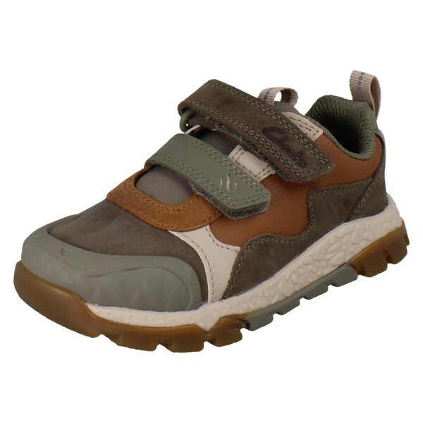 Clarks Boys Clarks Beige/Brown Dinosaur Trainers - Steggy2Track - Tan