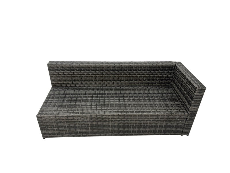 Fimous 6 Pieces Outdoor PE Rattan Garden Furniture Corner Sofa Oblong Coffee Table Set with Cushions 2 Big Footstools Dark Grey Mixed