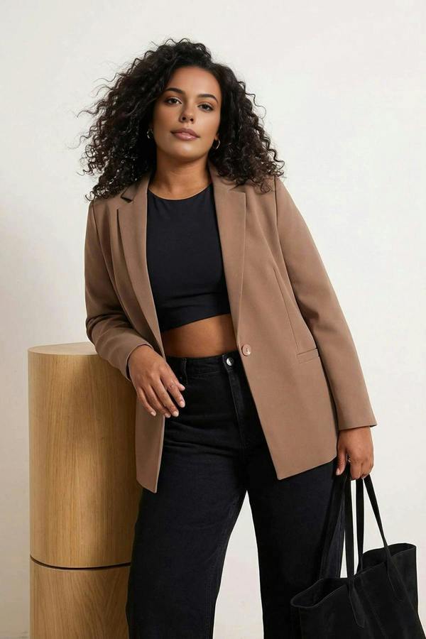WOVCOR Plaid Lined Woven Plus Size Jacket