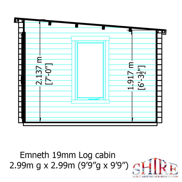 Shire Emneth 10x10 Pent Log Cabin 19mm interlock  Cladding