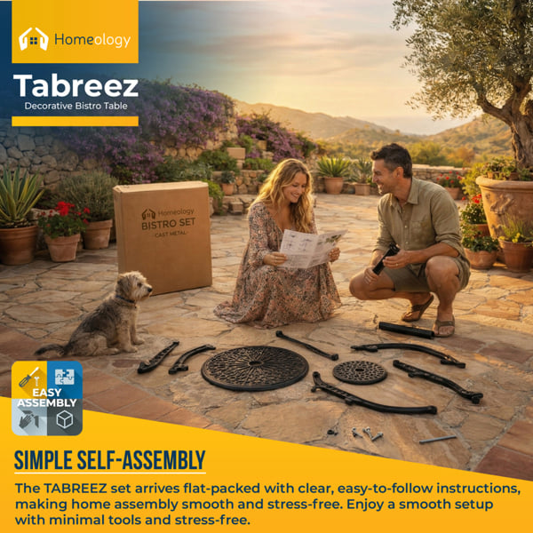 Homeology TABREEZ Garden and Patio Black Cast Aluminium Bistro Table