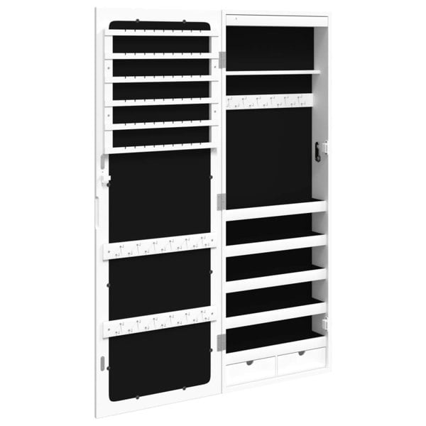 Berkfield Mirror Jewellery Cabinet with LED Lights Wall Mounted White