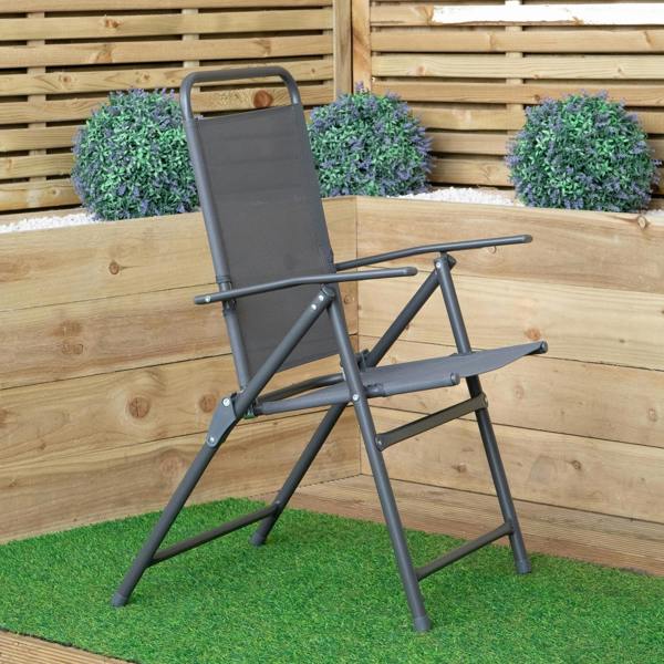 Samuel Alexander Set of 6 Outdoor Multi-Position Textoline Garden Chairs in Grey