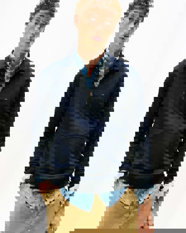 Tommy Hilfiger Essential Terry Long Sleeve Mens Zip Polo - Desert Sky