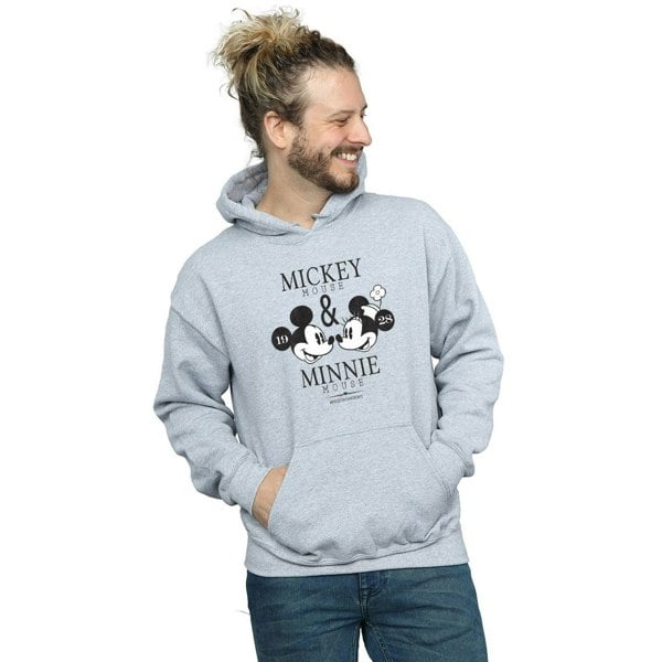 Disney Mens Mickey And Minnie Mouse Mousecrush Mondays Hoodie - Sports Grey