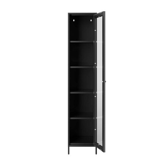 Wyld Haus Frank Black Steel Cabinet Glass Door 4 Shelves