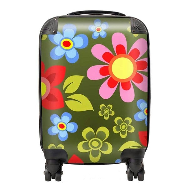 Warren Reed Red And Blue Flowers Suitcase