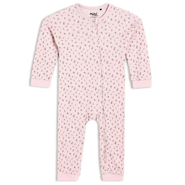 Baby Girls Floral Printed Romper, Pink - Minicuddles