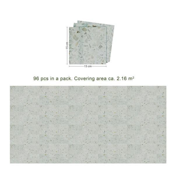 WALPLUS Marble Terrazzo Metallic Silver Wall Tile Sticker Set 96 pcs | Modern Home Decor