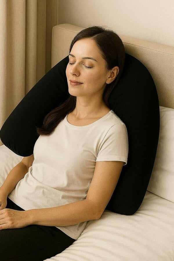 Night Zone Easy Care Polycotton V Shaped Pillow – Orthopaedic Support Pillow with Case or Cover Only