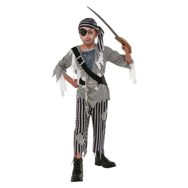 Bristol Novelty Boys Pirate Ghost Halloween Costume - Grey - 