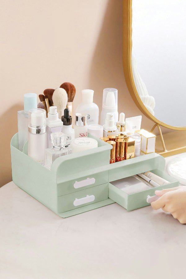 Living and Home Makeup Desk Organizer With Drawers,Countertop Organizer for Home Dormitory Office