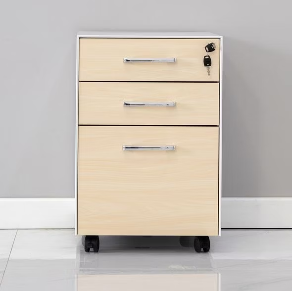 MMT Furniture Designs 2 Drawer Curved Metal Under Desk Mobile Pedestal Unit Filing Cabinet - Fully Assembled