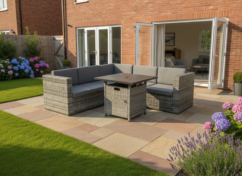 Outdoor Living Ascot Fire Pit Garden Set – Grey