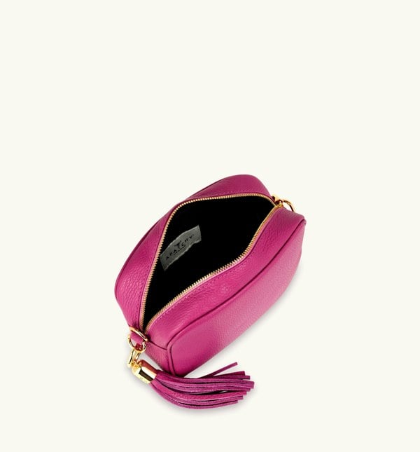 Apatchy London The Tassel Leather Crossbody Bag - Barbie Pink