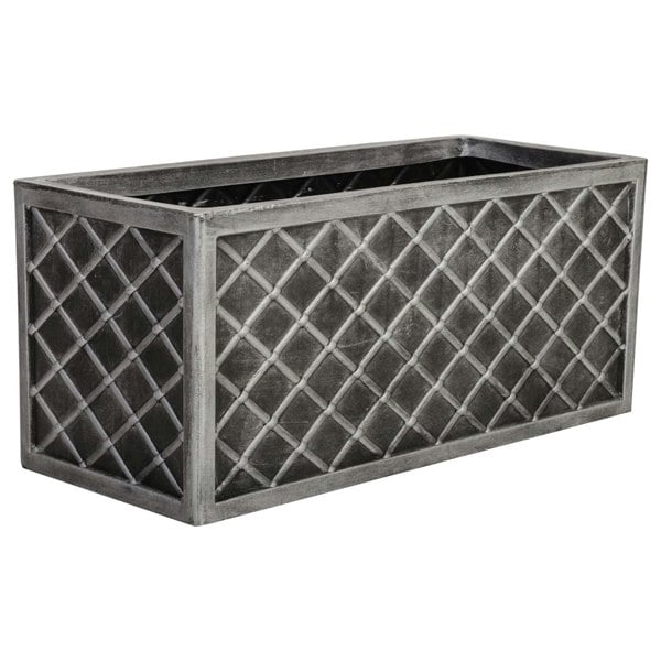  Lazio & Brick Slate Effect Pewter Grey Plastic Garden Flower Pots 