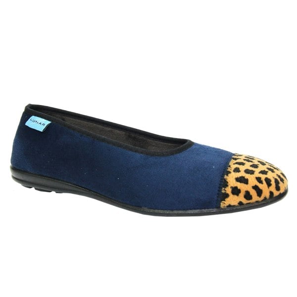 Lunar Women's Jessie Leopard Print Slippers - Blue