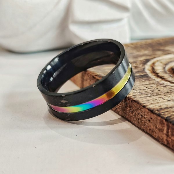 The Colourful Aura 8mm Stainless Steel Unicorn Rainbow Unisex Thumb Band Ring