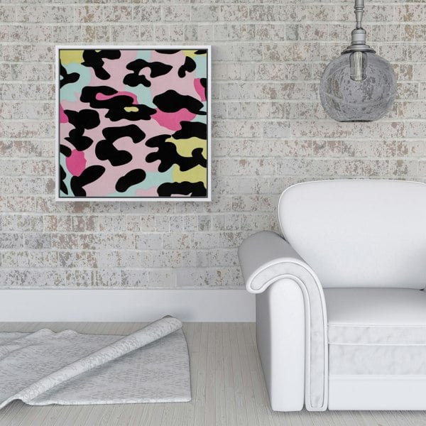 Warren Reed Colourful Leopard Print Framed Canvas