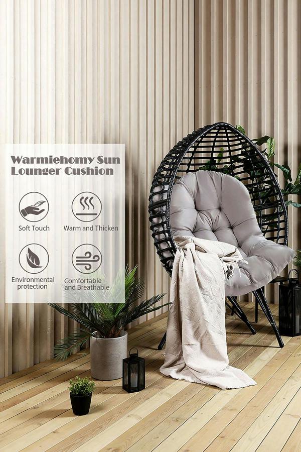 Living and Home 80cm W x 108cm H Light Grey Hanging Egg Swing Chair Cushion