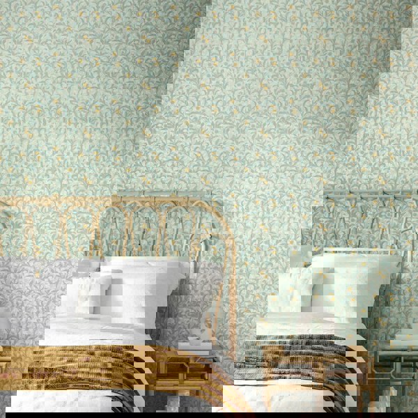 Hoopla Walls Floral Trail - Duck Egg Blue 10m Wallpaper