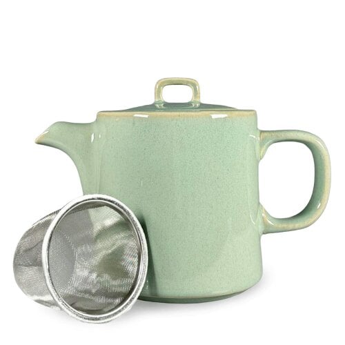 Scandi Home Oslo 1L Ceramic Teapot with Stainless Steel Infuser, Sage Green