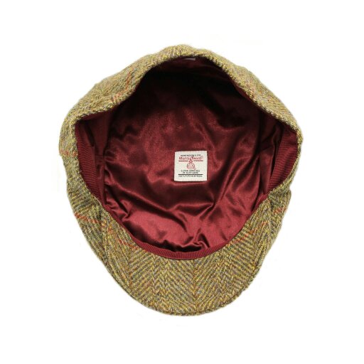 Heather Hats & Accessories Genuine Harris Tweed Wool Flat Cap, Satin Lining, Outdoor Wear, Harvest Olive