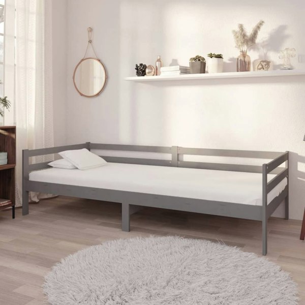 Berkfield Day Bed Grey Solid Pinewood 90x200 cm