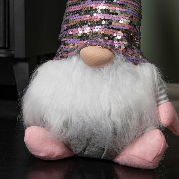 Samuel Alexander 46cm Plush Christmas Bearded Gonk with Pink & Silver Sequined Hat Christmas Decoration