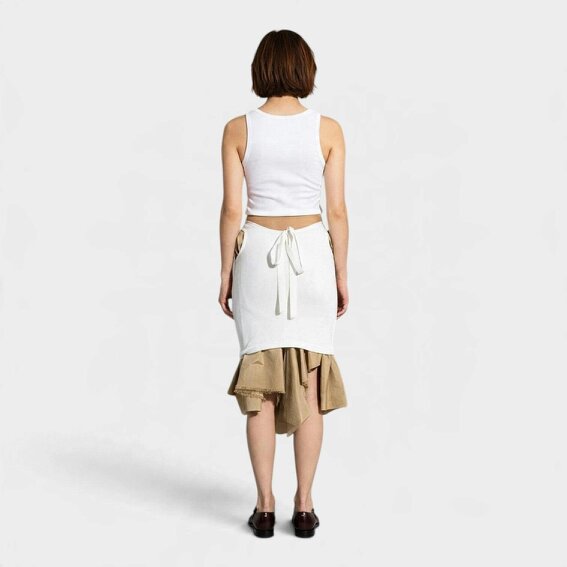 Maison Margiela Layered Knee Length Skirt Beige White