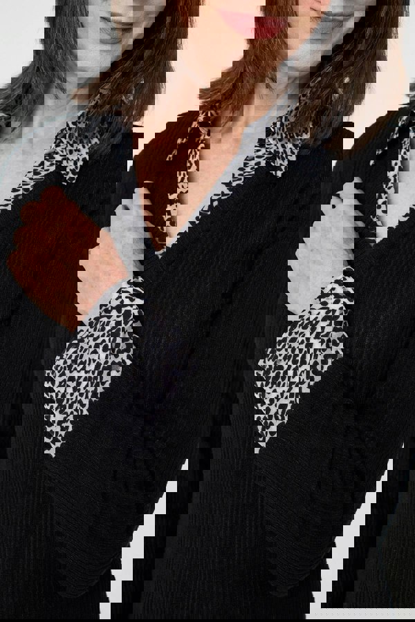 Black | Animal Print Layered Shirt Jumper Top
